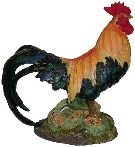 Rooster on corn cobs Hand-Painted Polystone Figurine