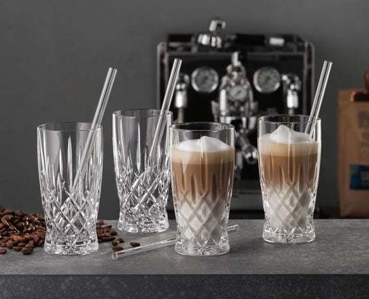 Nachtmann Noblesse 4 Latte Macchiato + 4 glass straws