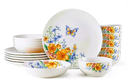 Dinnerware 18 Piece set Service for 6, Anna Butterfly collection By Studio Nova