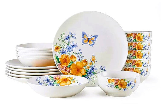 Dinnerware 18 Piece set Service for 6, Anna Butterfly collection By Studio Nova