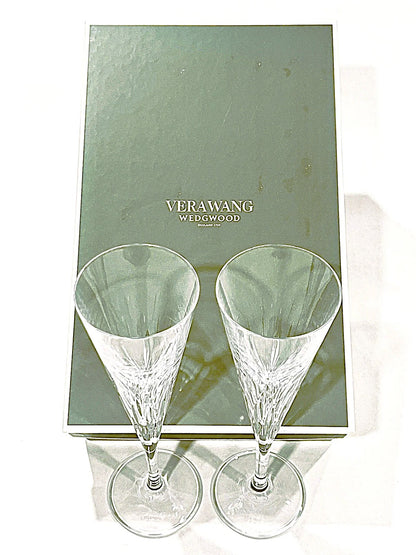 Vera Wang Duchesse Toasting Flutes Crystal pair by Wedgwood