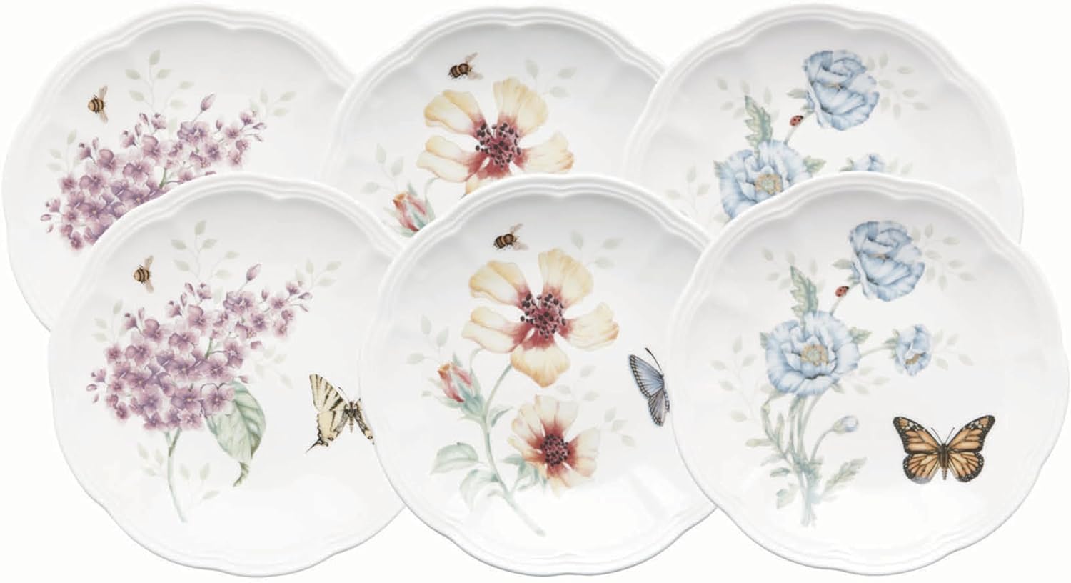 Lenox Butterfly Meadow Tidbit Plate 6.5" Set S/6