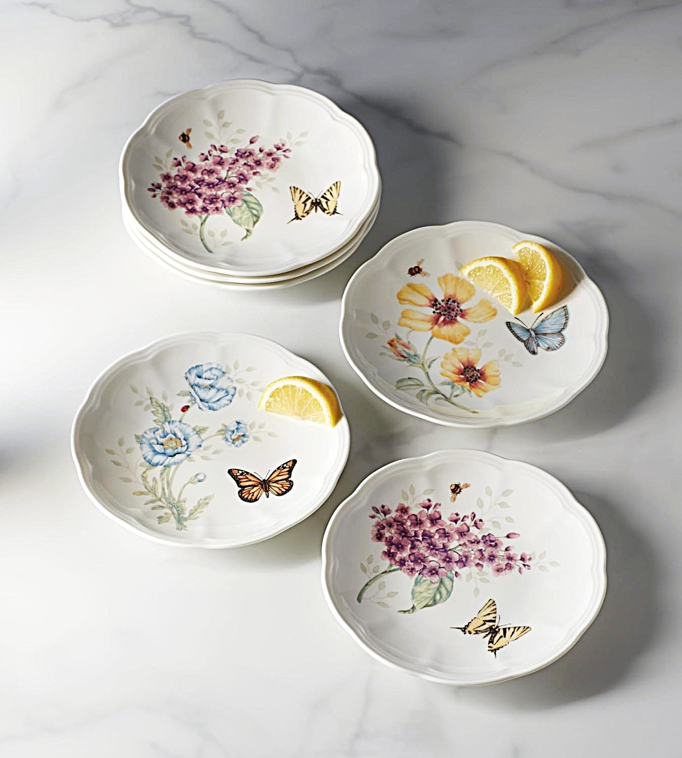 Lenox Butterfly Meadow Tidbit Plate 6.5" Set S/6