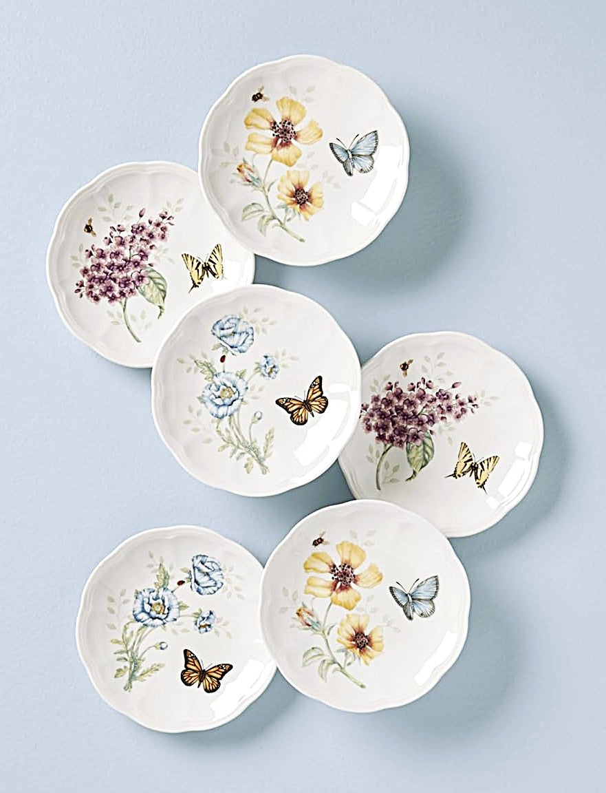 Lenox Butterfly Meadow Tidbit Plate 6.5" Set S/6