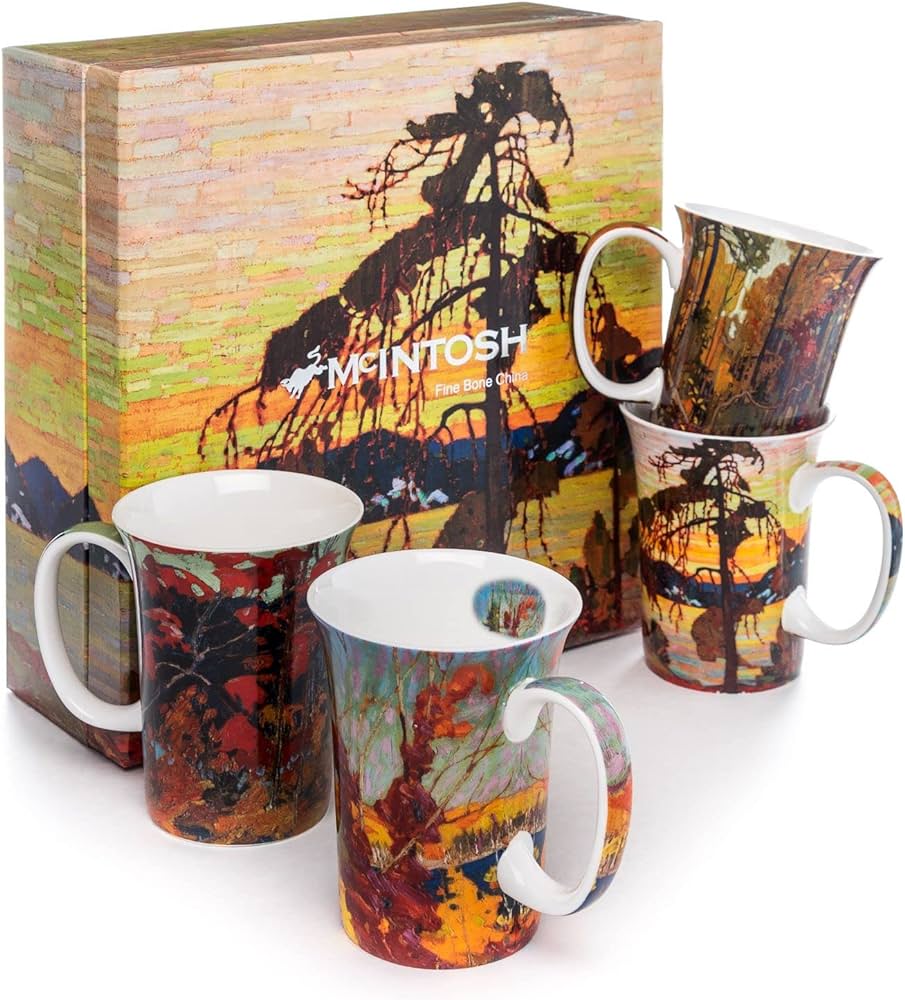 McIntosh Tom Thomson Mugs Set of 4, Multicolors