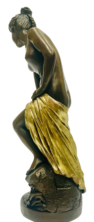 Fair Lady Statue 11″ X 3.3" Ceramic Bronze Color and Gold