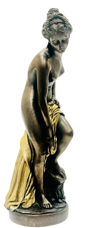 Fair Lady Statue 11″ X 3.3" Ceramic Bronze Color and Gold