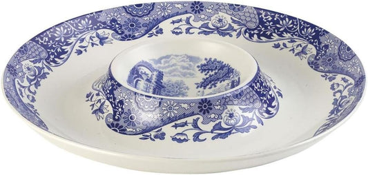 Spode Blue Italian Chip & Dip 14.5"round porcelain