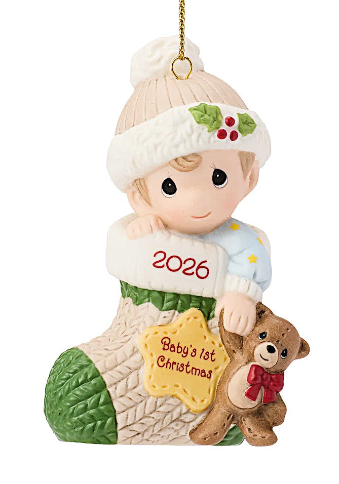 Precious Moments 2026 Baby 1st Christmas Boy Ornament
