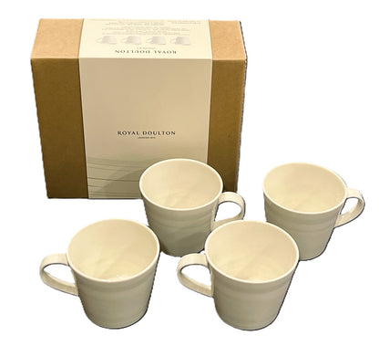 Royal Doulton 1815 Pure Mugs White Set of 4,  13.5-OZ