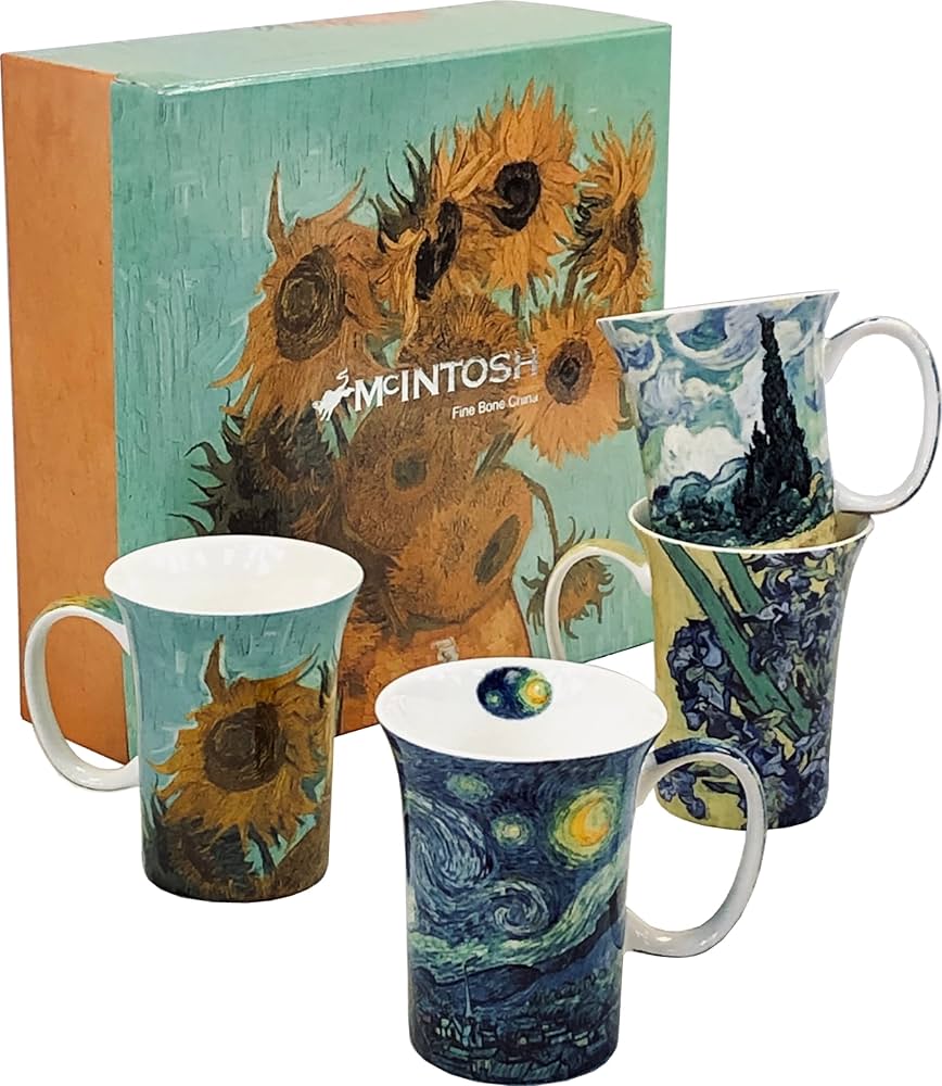 McIntosh Van Gogh Classics 4 Mugs, Multicolor