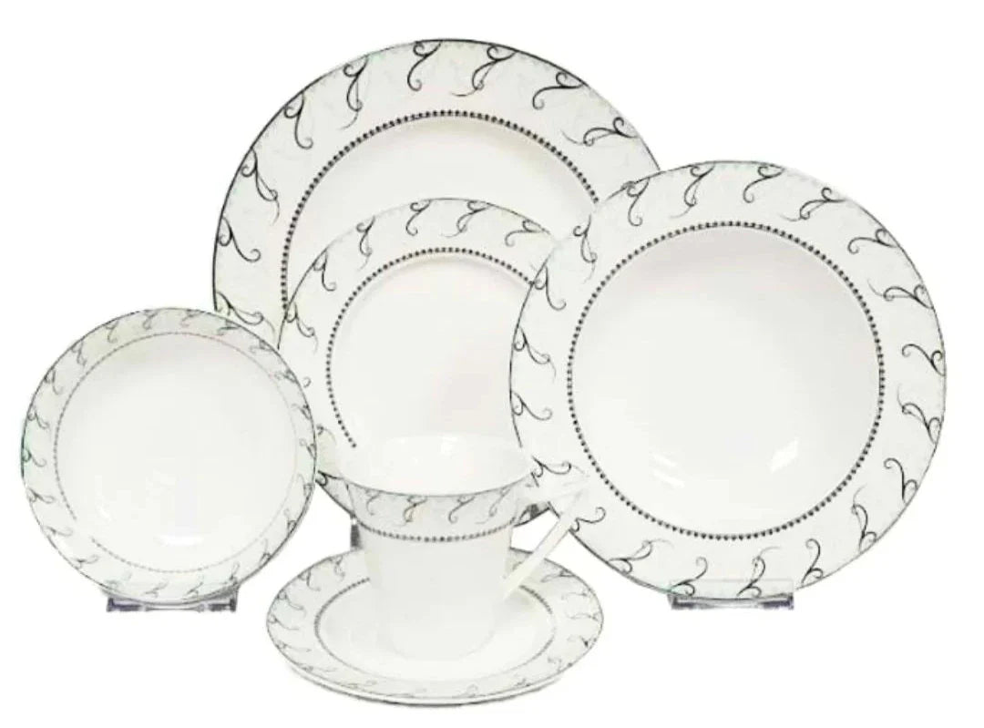 Dinnerware 24 Piece Set, Service for 4 Maria Platinum Collection by Success