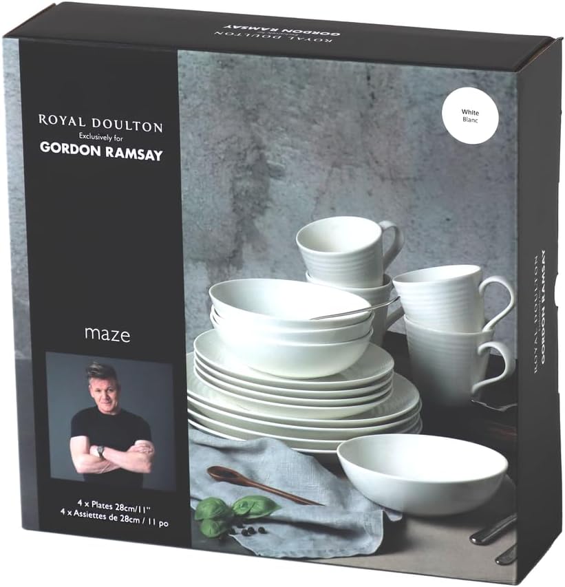 Gordon Ramsay Maze White 4 Dinner Plate by Royal Doulton  11"diameter