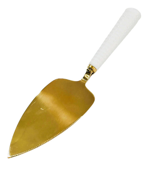 Portmeirion Sophie Conran Gold Cake Server 10 Inch Wedding Cake Cutter for Cakes, Pies, and Desserts