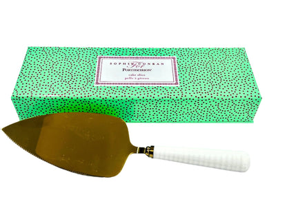 Portmeirion Sophie Conran Gold Cake Server 10 Inch Wedding Cake Cutter for Cakes, Pies, and Desserts
