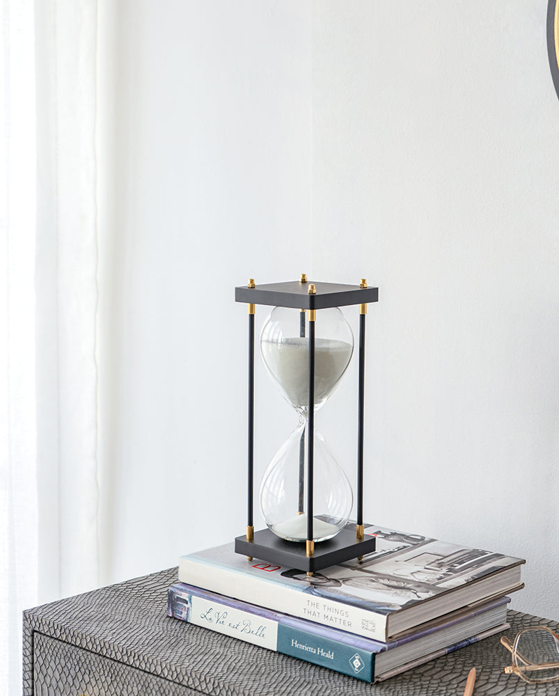 Hourglass Black & White 12"tall X 4.3"wide X 4.3"deep