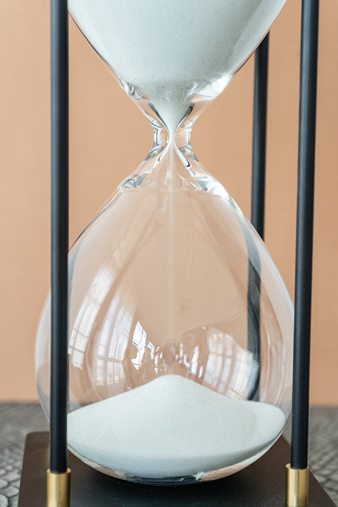 Hourglass Black & White 12"tall X 4.3"wide X 4.3"deep