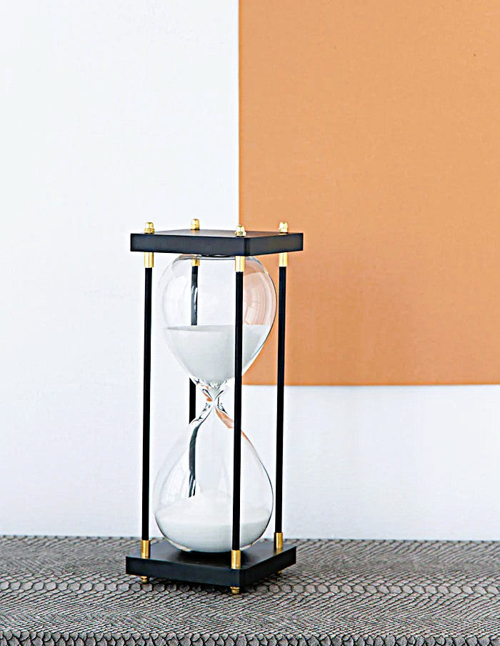 Hourglass 30-minute Papin Black & Tan 10"tall X 4"wide X 4"deep