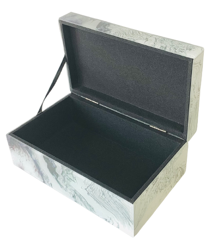 Jewelry Case/Box Marbled White 8.25" X 5" X 5" Glass with Gem Cluster