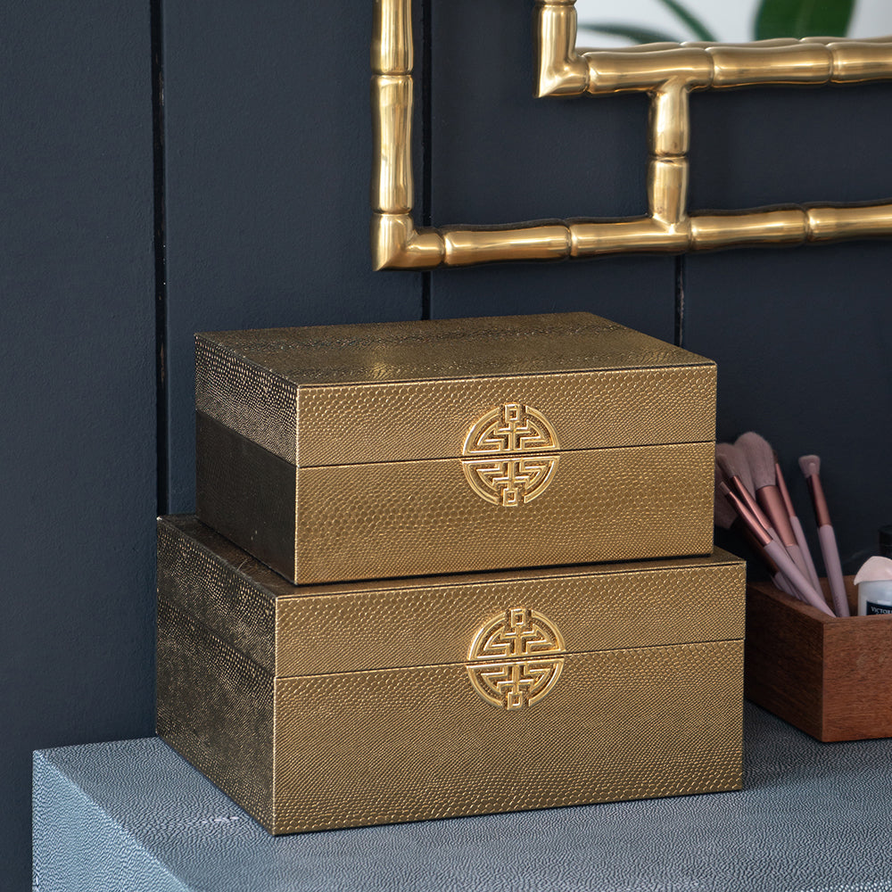 Jewelry Case Gold Leather 2 Box High Quality Set