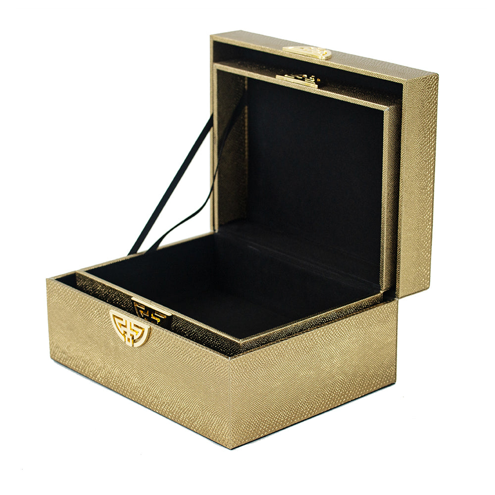 Jewelry Case Gold Leather 2 Box High Quality Set