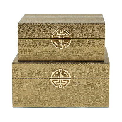 Jewelry Case Gold Leather 2 Box High Quality Set