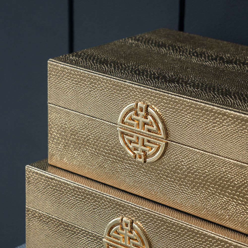 Jewelry Case Gold Leather 2 Box High Quality Set