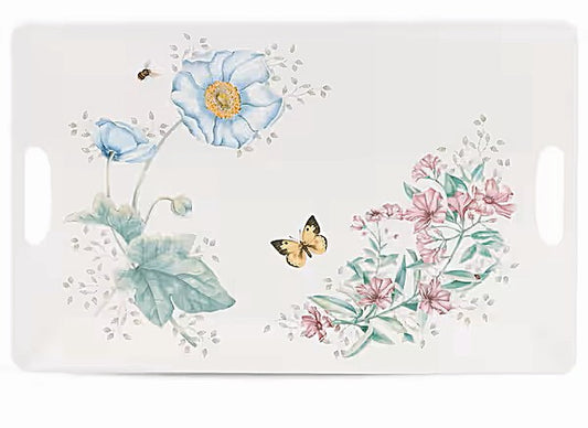 Lenox Butterfly Meadow Tray with handles Melamine 48cm X 30cm