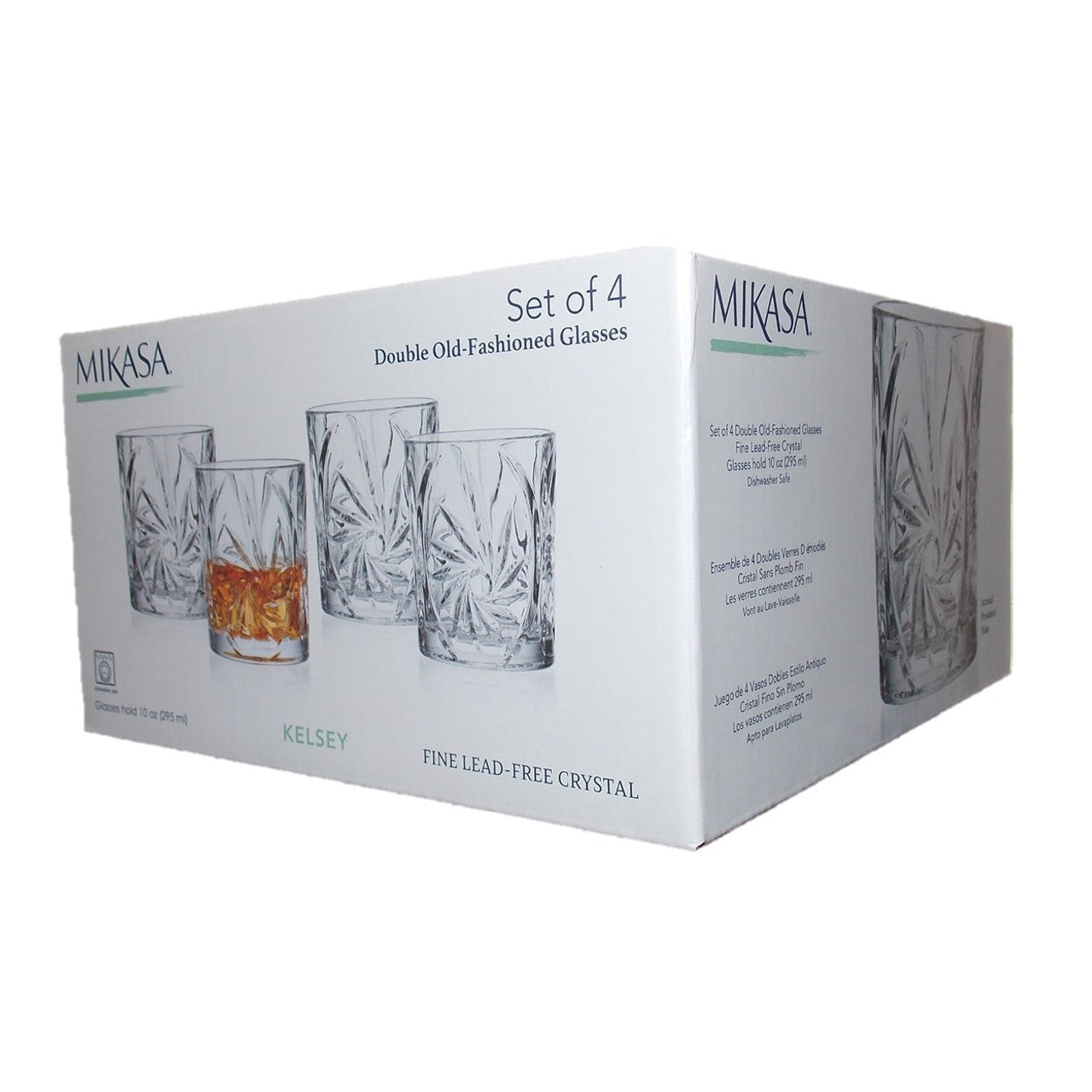 Mikasa Kelsey Crystal Glasses Double Old Fashion Set of 4