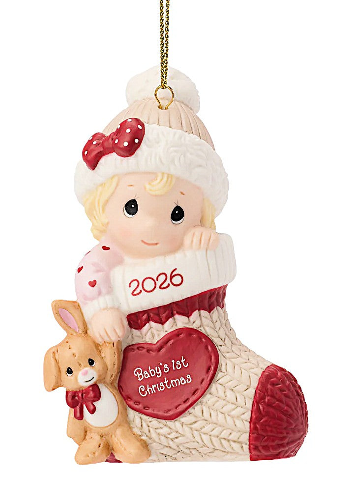 Precious Moments 2026 Baby 1st Christmas Girl Ornament 261005