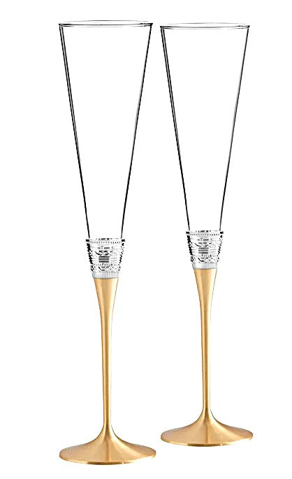 Vera Wang With Love Gold Toasting Flute Pair by Wedgwood 5.5-oz, Clear and Gold plated stems