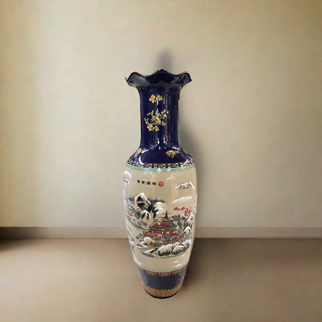 Cobalt Painted Vase 42" x 14"