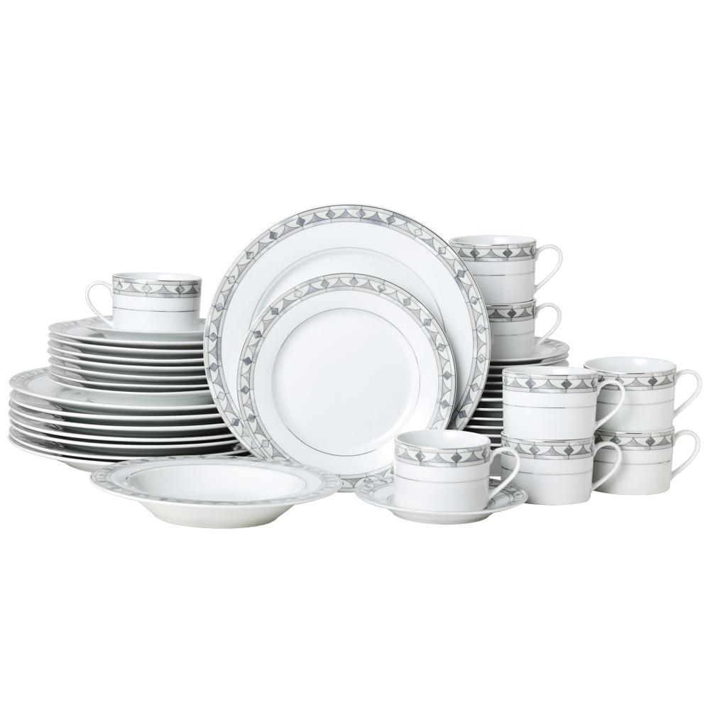 Mikasa Chadwick Grey 40 Piece Dinner set service for 8 Porcelain 5243213