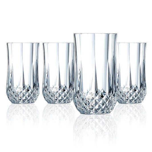 Longchamps by Cristal D'Arques Hi Ball Set of 4 Tumblers,  12-oz = 36-cl  made in France