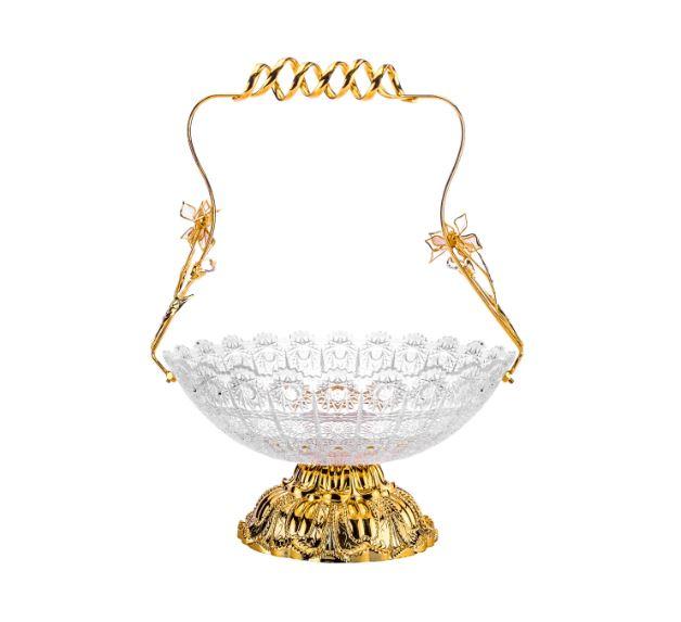 Lace Cut Bowl and Gold Handle 9.5" by Joseph Sedgh
