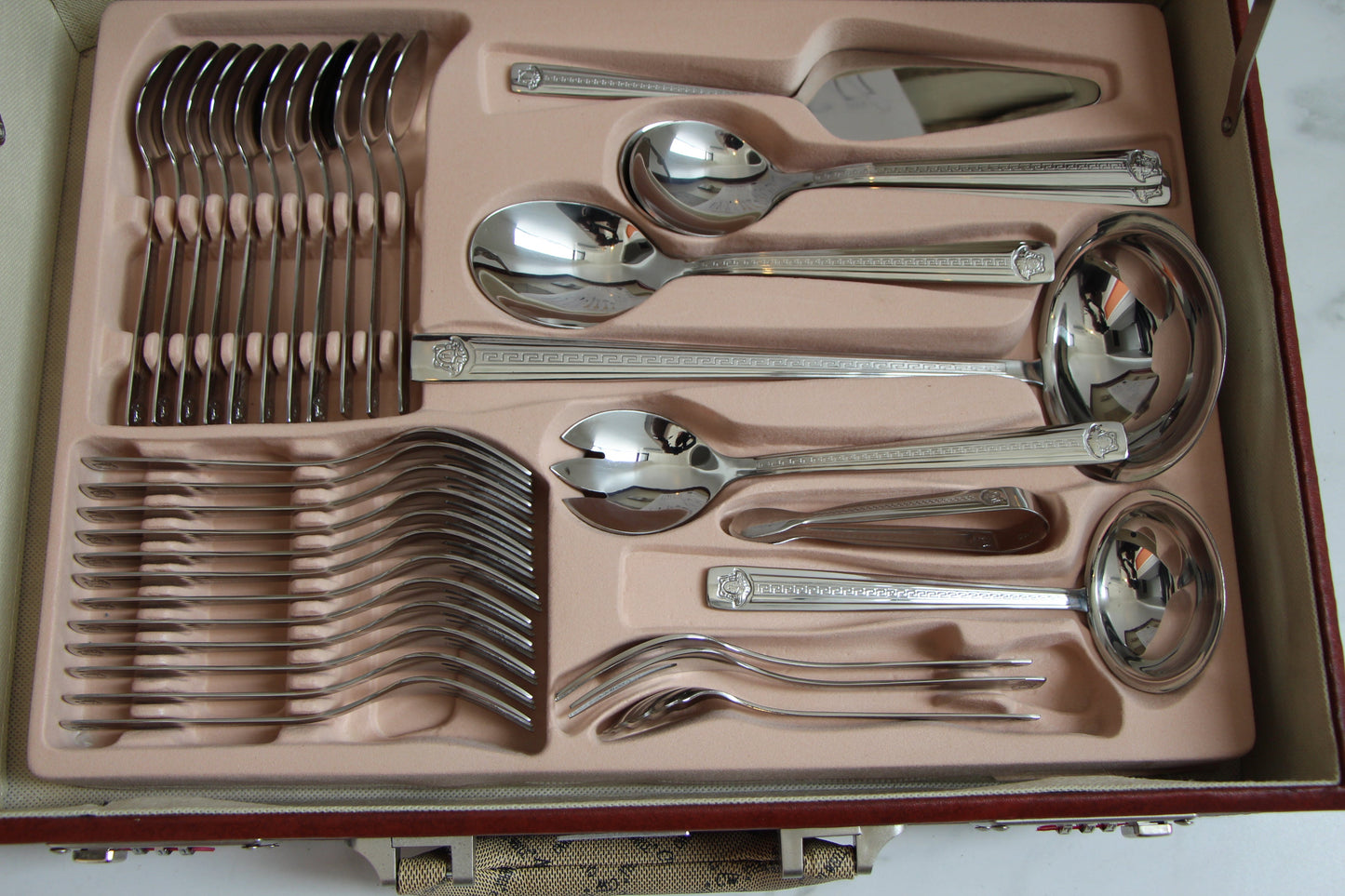 Flatware Cutlery 78 piece set from Carl Weill Tulip Capri 18/10 Stainless Steel Service for 12 People + 12 Serving Pieces - Royal Gift