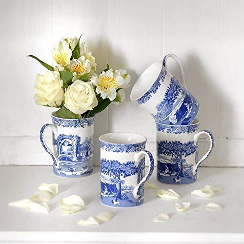 Spode Blue Italian Set of 4 Mugs, Porcelain, Blue and White, 8.5 x 12 x 10.5 cm