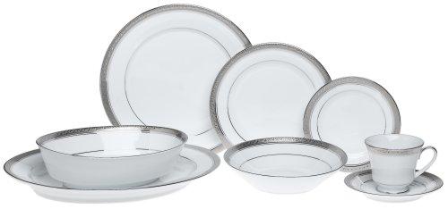 Noritake Crestwood Platinum Dinnerware 50 Piece Set, Service for Eight