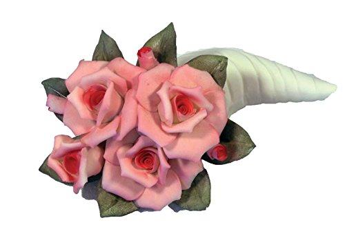 Capodimonte Roses Cornucopia (Pink) Porcelain Flower Hand Made in Italy