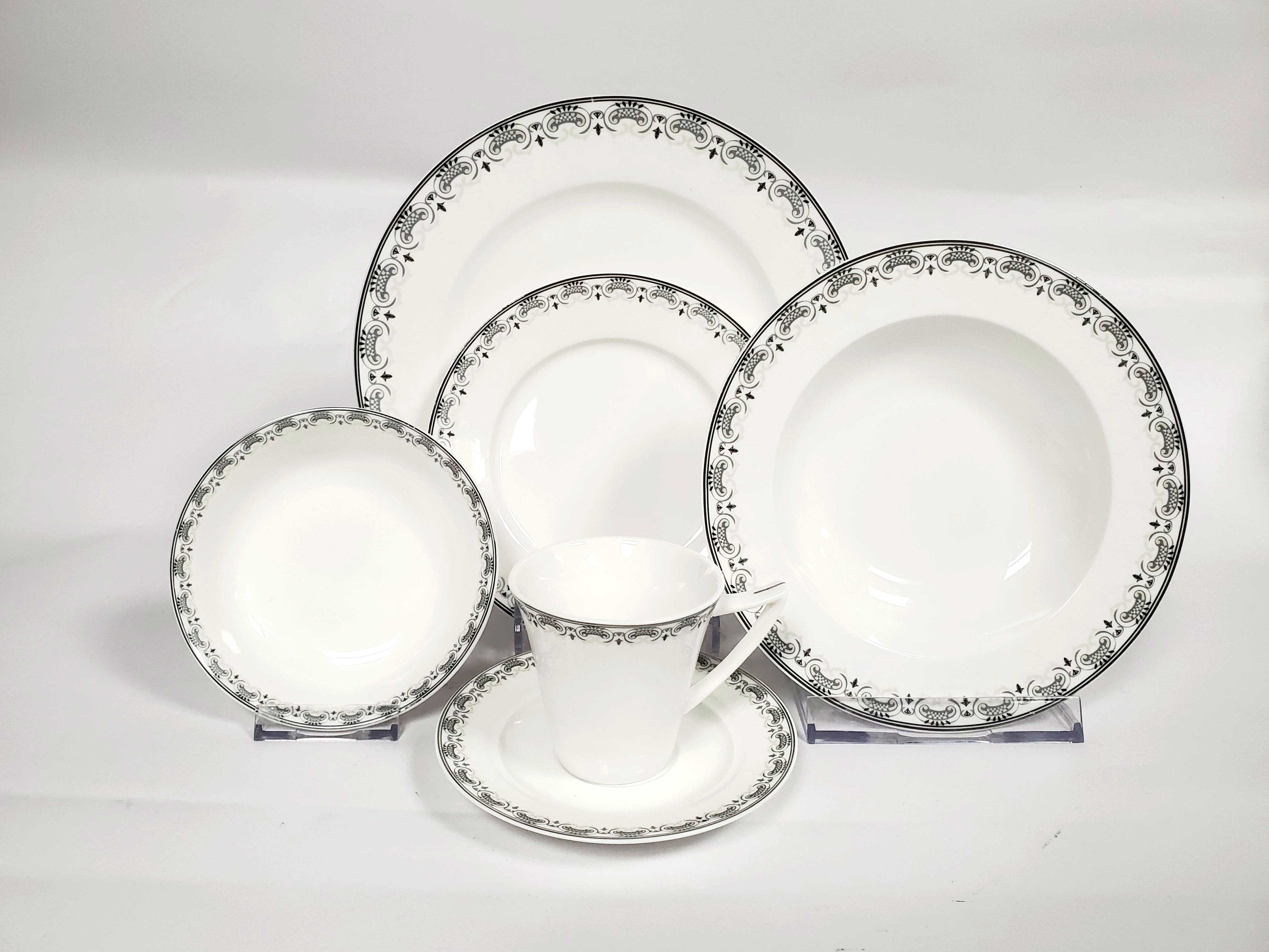 Dinnerware 86 piece Winfield Platinum Bone China complete set from Success Collection