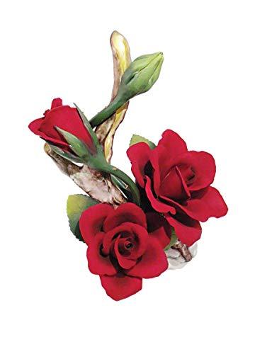 Capodimonte 2 Roses and a Bud Hand Made and Painted in Capodimonte Italy by Napoleon srl. 10" Tall
